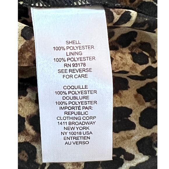 Tahari Top Wmns Sz XL Button Up Leopard Print Ruffle Detail Career Blouse Brown - Picture 9 of 10